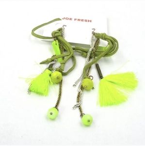 New Joe Fresh Florescent Green Multi Layered Earrings.